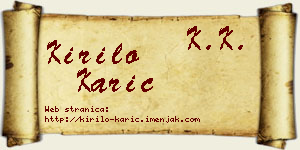 Kirilo Karić vizit kartica